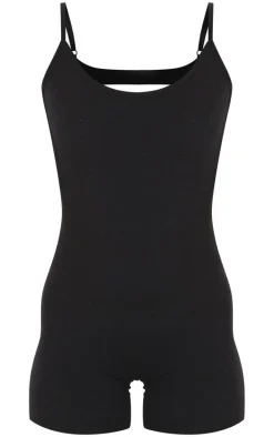 Tall Black Snatched Sculpt Open Back Unitard