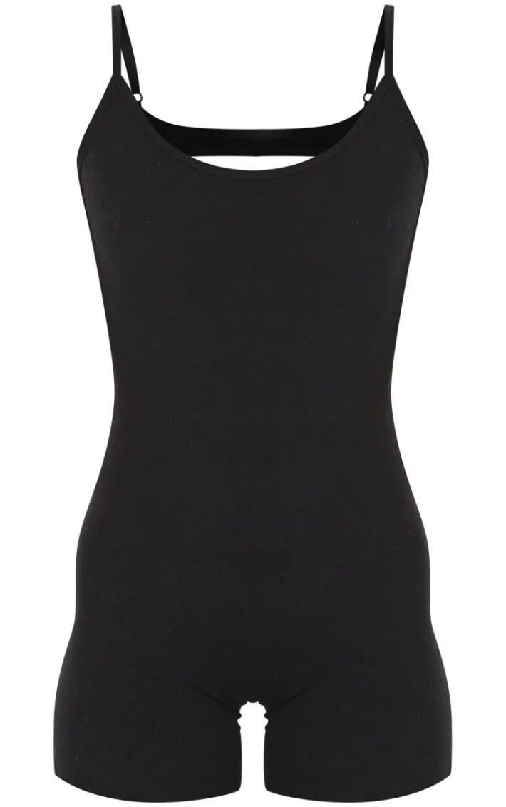 Tall Black Snatched Sculpt Open Back Unitard