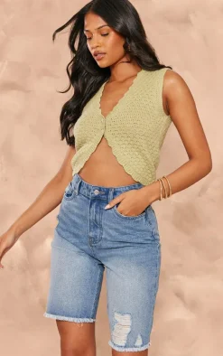 Tall Blue Denim Ripped Jorts