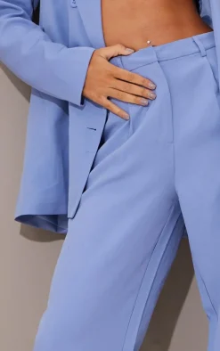 Tall Blue High Waisted Suit Pants