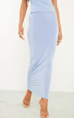 Tall Blue Low Rise Slinky Midaxi Skirt
