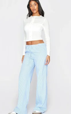 Tall Blue Pinstripe Low Rise Drawstring Waist Pants