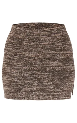 Tall Brown Knitted Mini Skirt