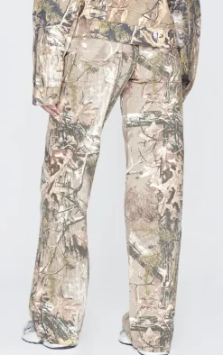 Tall Brown Multi Printed Mid Rise Wide Leg Jeans