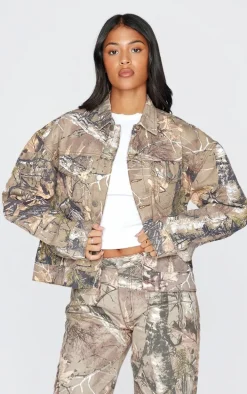 Tall Brown Multi Printed Mid Rise Wide Leg Jeans