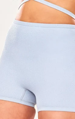 Tall Charcoal Blue Mid Tie Waist Detail Snatched Rib Romper