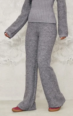 Tall Charcoal Contrast Textured Knit Pants