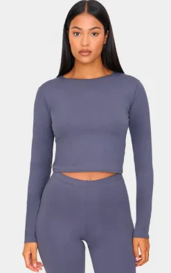 Tall Charcoal Crew Neck Long Sleeve Active Top