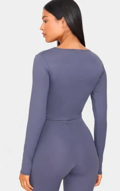 Tall Charcoal Crew Neck Long Sleeve Active Top