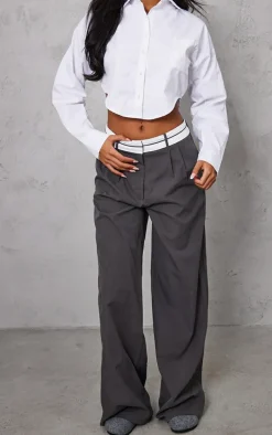 Tall Charcoal Fold Over Front Pants