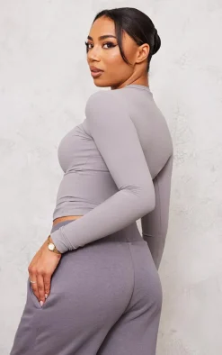 Tall Charcoal Snatched Sculpt Long Sleeve T Shirt