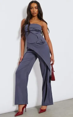 Tall Charcoal Tailored Buckle Detail Bandeau Top