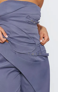 Tall Charcoal Tailored Buckle Detail Bandeau Top