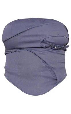 Tall Charcoal Tailored Buckle Detail Bandeau Top