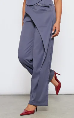 Tall Charcoal Tailored Cut Out Detail Wide Leg Pants