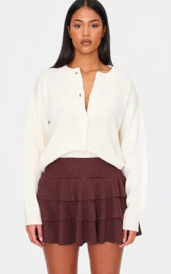 Tall Chocolate Brushed Rib Rara Mini Skirt