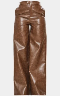 Tall Chocolate Faux Leather Wide Leg Pants