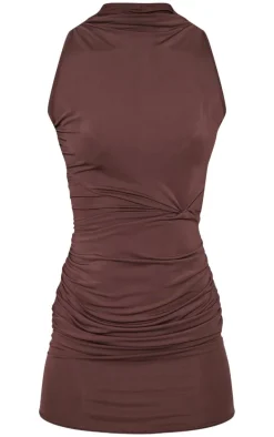 Tall Chocolate Twist Ruched Front Sleeveless Mini Dress