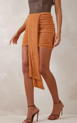 Tall Clay Textured Mini Skirt With Drape Detail