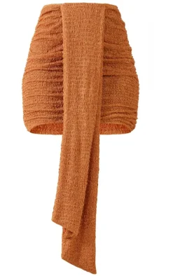 Tall Clay Textured Mini Skirt With Drape Detail