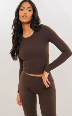 Tall Coffee Snatched Sculpt Long Sleeve Top