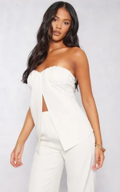 Tall Cream Bandeau Split Detail Top
