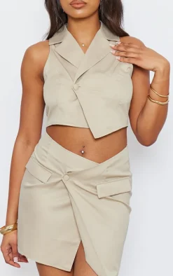 Tall Cream Button Up Mini Skirt