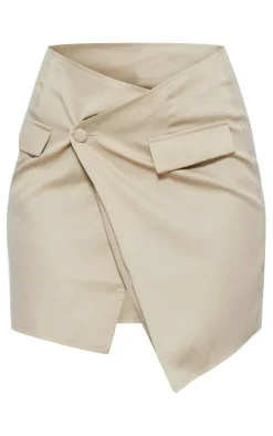 Tall Cream Button Up Mini Skirt