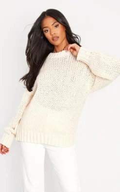 Tall Cream Chunky Knit Crew Neck Sweater