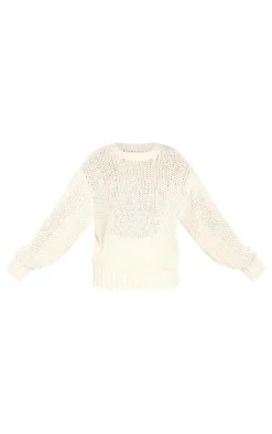 Tall Cream Chunky Knit Crew Neck Sweater