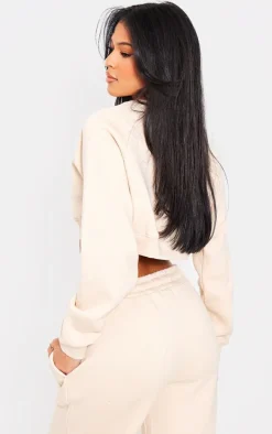 Tall Cream Cropped Long Sleeve Sweatshirt