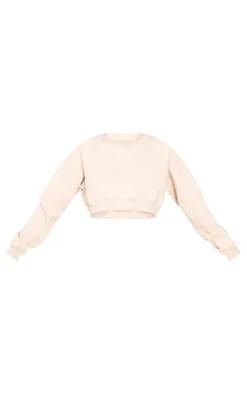 Tall Cream Cropped Long Sleeve Sweatshirt
