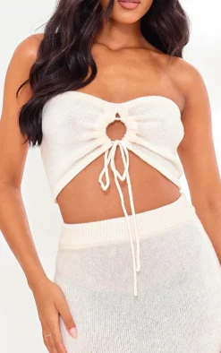 Tall Cream Knit Keyhole Bandeau Top