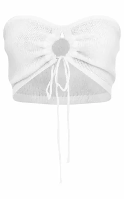 Tall Cream Knit Keyhole Bandeau Top