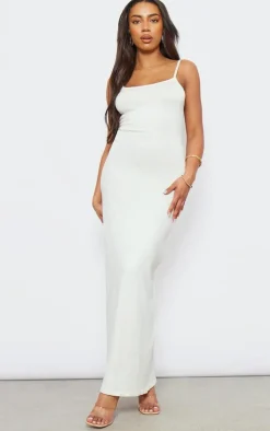 Tall Cream Knitted Strappy Maxi Dress
