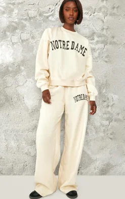 Tall Cream Notre Dame Wide Leg Sweatpants