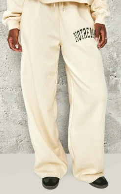 Tall Cream Notre Dame Wide Leg Sweatpants