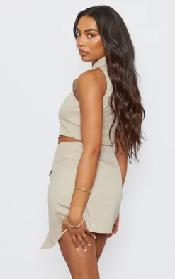 Tall Cream One Button Vest