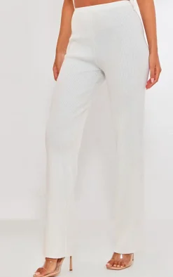 Tall Cream Rib Knit Straight Leg Pants