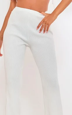 Tall Cream Rib Knit Straight Leg Pants