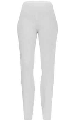Tall Cream Rib Knit Straight Leg Pants