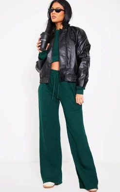Tall Dark Green Cropped Long Sleeve Sweatshirt