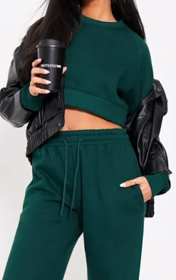 Tall Dark Green Cropped Long Sleeve Sweatshirt