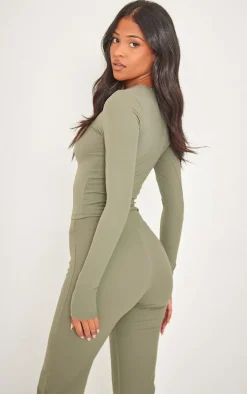 Tall Dark Olive Snatched Sculpt Long Sleeve Top