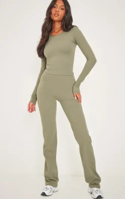 Tall Dark Olive Snatched Sculpt Long Sleeve Top