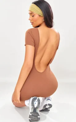 Tall Deep Mocha Snatched Sculpt Scoop Open Back Romper