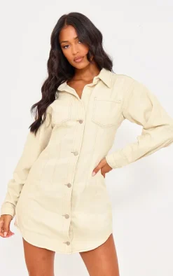 Tall Ecru Denim Oversized Shirt Dress