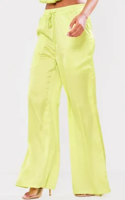 Tall Green Drawstring Satin Pants