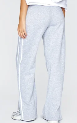 Tall Grey Marl Double Stripe Split Hem Sweatpants