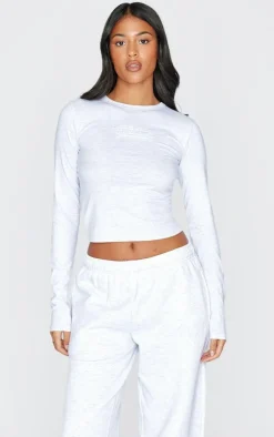 Tall Grey Marl Embossed Studio Archives Long Sleeve T Shirt